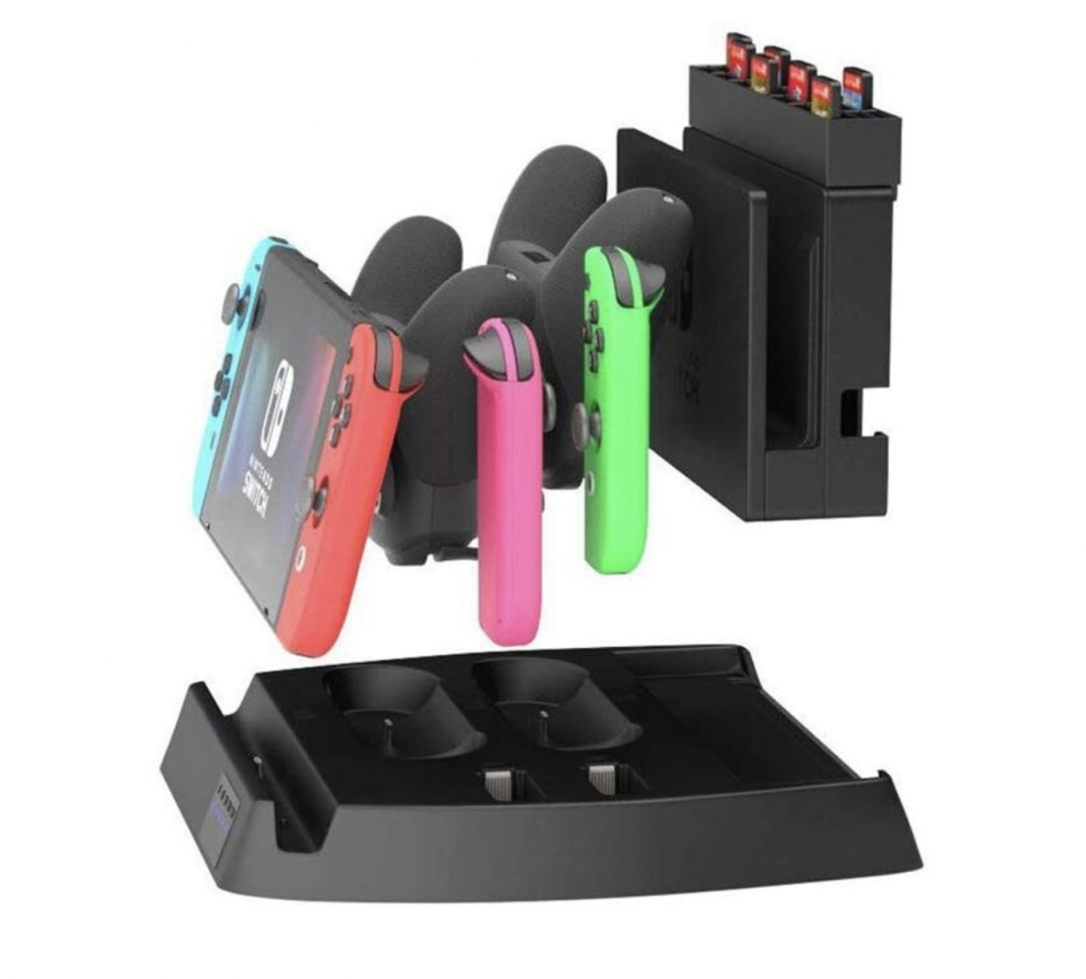 Подставка для зарядки Nintendo Switch и аксессуаров, зарядка joy-cons и pro контроллеров, 4 в 1 универсальная зарядка для нинтендо свитч, джойконов и контроллеров гемйпадов