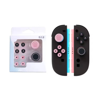 Набор черно-розовых накладок на стики и кнопки для Nintendo Switch 2